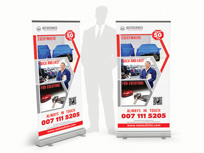 Auto Service Rollup Banner aid assurance auto car corporate creative display duty insurance mechanic safety service