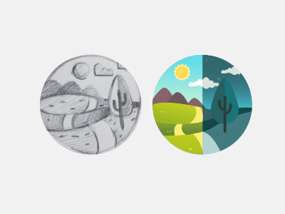 Icon versions icon landscape sketch