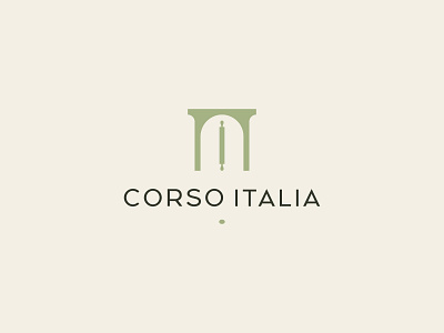 Corso Italia arch branding cooking cuisine elegant food green italy logo logo design logo mark minimal minimal logo minimalist oil olive refined rolling pin