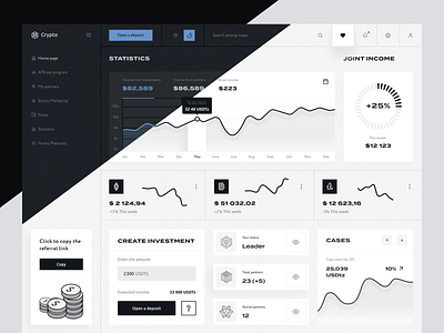 Dashboard for crypto trading admin bitcoin clean crypto dark dashboad design finance interface uiux ux