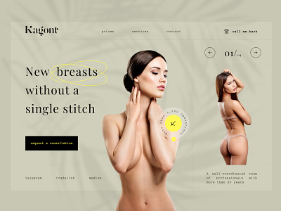 Plastic surgery clinic, Breasts branding clean clinic concept doctor health hospital implant inspiration landing landing page medical medical care minimal typography website