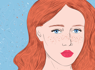 Girl with orange hairs beauty face girl girl illustration lips