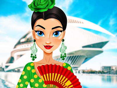 chica española, spanish girl illustration