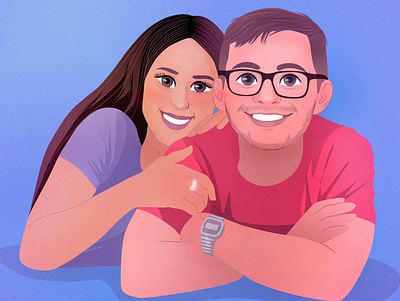 Cartoon portrait, caricatire, disney style anniversary couple disney love