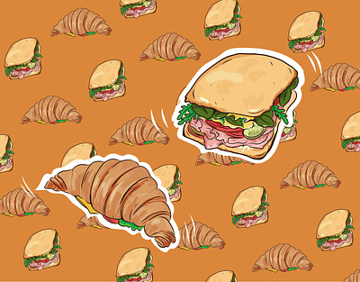 Croissant branding ciabatta croissant drawing design illustration pattern food