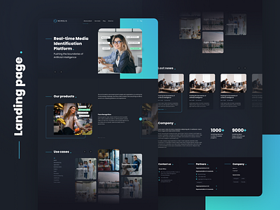 Landing Page for Real-time Media Identification Platform dark theme flat identification it landing uiux webdesign