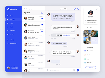 Dashboard Travel Sales Chat dashboad ui ux