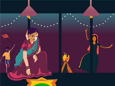 makar sankranti celebration design festival illustration ui visual