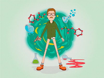 Heisenberg in the style of "Rick and Morty" art artwork artworks cartoon character characterdesign heisenberg illustration rick and morty vector vectorillustration