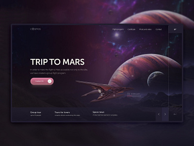 Landing page design about space