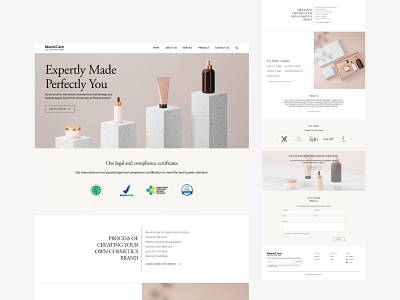 Exploration - Skincare Manufacture Landing Page app beuty branding cosmetic cute design graphic design illustration landing page layout minimalist motion graphics neutral pastel simple typography ui ux website