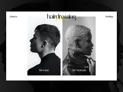 Hairdressing salon website design concept black blackwhite branding bw design haircut hairdressing photos ui ux website design white