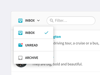 Inbox Filtering archive beekeeper dropdown filtering inbox unread web