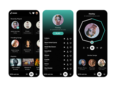 Music Player app branding design lettering minimal product design typography ui ux web