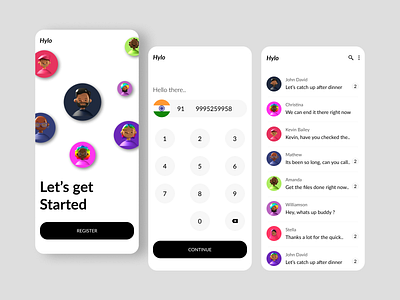 Hylo Mobile chatting application UI app design figma figmadesign product design typography ui ux vector