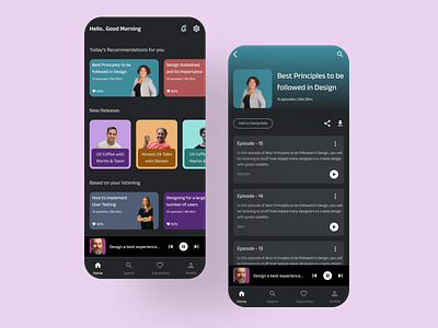 UX Podcast Application app design figmadesign product design typography ui ux