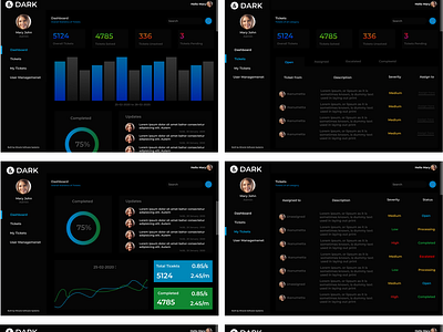 Dark Theme UI for Ticketing Ssytem