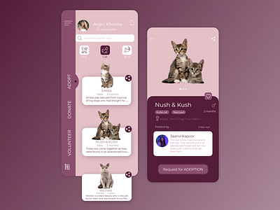 Animal Adoption Mobile App UI