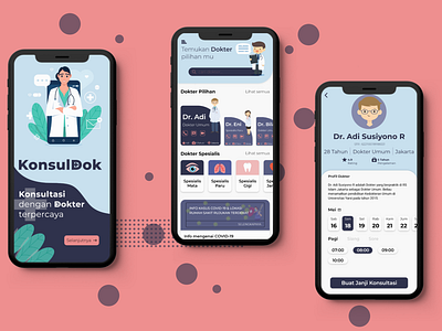 Aplikasi KonslDok design doctor doctor app dokter illustration indonesia konsul konsultasi ui ux vector