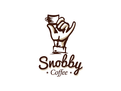 Snobby Coffee coffee cup hand logo snobby