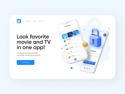 Landing page - app for watching TV and movies "Prosto TV" clean cute landing landingpage minimal mobile app movies page presentation product promo ui ux uxui video website