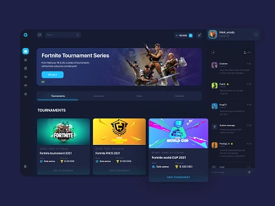 GamePro | gaming platform csgo cybersport dark design dota2 education fortnite game gaming gaming website interface missions money platform player portal service tournaments ui ux