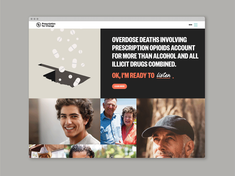 Prescription for Change Website branding campaign crisis design epidemic identity oklahoma opioid website