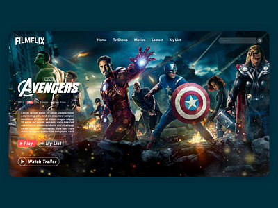 Filmflix Web UI Design artwork branding creative design design logo trendy vectorart website design