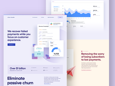 Churn Buster Site Is Now Live ecommerce graphs illustrations marketing site payment app ui uiux webdesign website website design