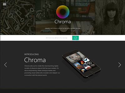 Landing Page for Chroma App landing layout page preview web website