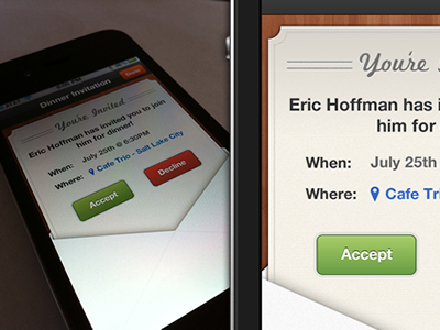 Meal Invite for iPhone app app application buttons invite iphone mobile retina ui