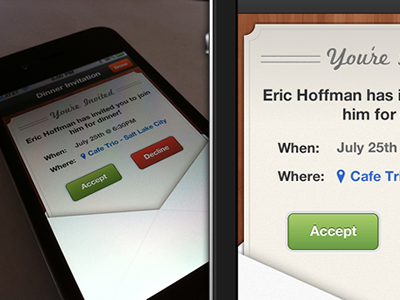 Meal Invite for iPhone app