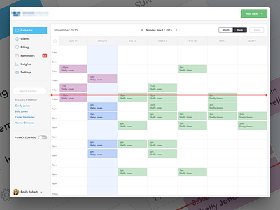 Calendar View by Eric Hoffman for Reform Collective on Dribbble