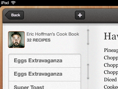 Home Cooked iPad app app apple interface ios ipad mobile mobile design texture