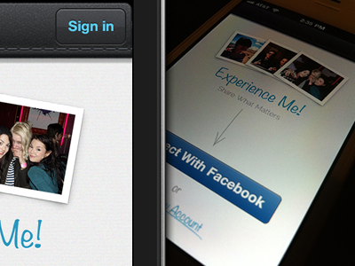 Experience Me iPhone App app application connect ios iphone photo signup