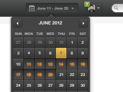 Calendar Date Range Picker app buttons calendar dark date web