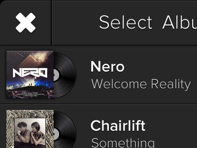 iPhone - Album Selection album app dark iphone music record ui ux