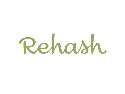 Rehash logotype script upright