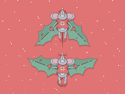 Christmas pilot cartoon character christmas illustration mouse vector wings