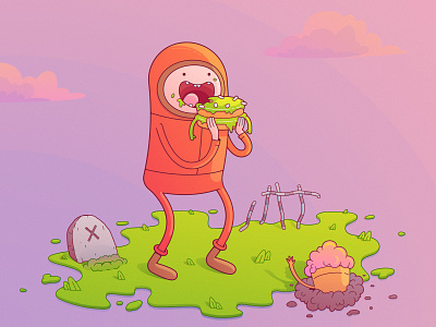 Kenny and sweet zombies adventure time boy cartoon character colors design illustration kennymccormick southpark stylized sunset vector zombie