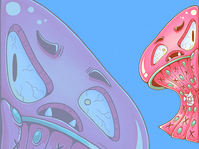 Concerned jellyfish adobe photoshop cartoon character collaboration design illustration jellyfish puzzle