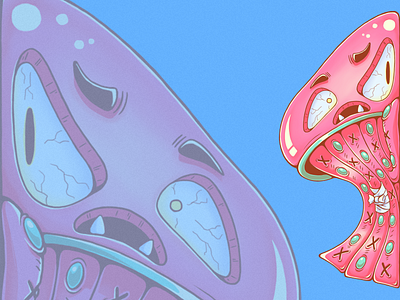 Concerned jellyfish adobe photoshop cartoon character collaboration design illustration jellyfish puzzle