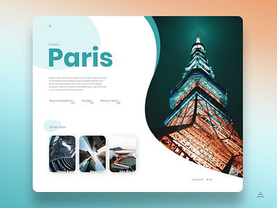 Paris - Travel Page concept app design flat minimal paris travel landing page ui ui design uiux ux web website