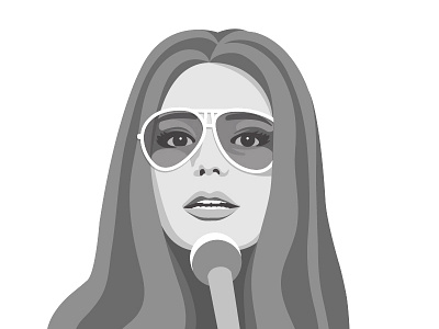 Gloria Steinem illustration 70s beauty eyes feminism lips microphone retro revolutionary sunglasses