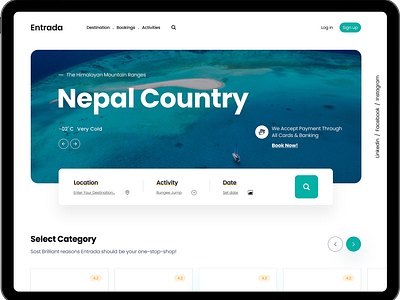 Entrada UI - Landing Page for Tour Travel Operators