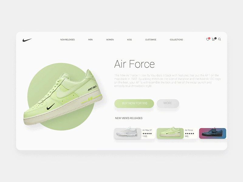 Nike New Realese Concept animation concept gif nike sneaker sneakers ui uiux ux uxui web web animation web design webdesign