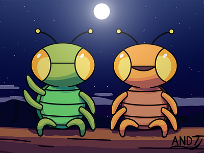 Noche de Insectos cartoon illustration