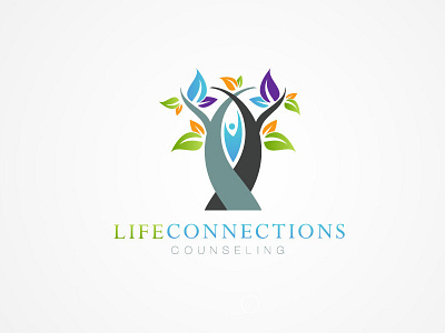 Life Connections Logo 2 coaching colors counseling leaves life modern tree