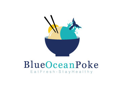 Blue Ocean Poke blue eat fish food gold healthy ocean poke restaurant sand sunny yellow