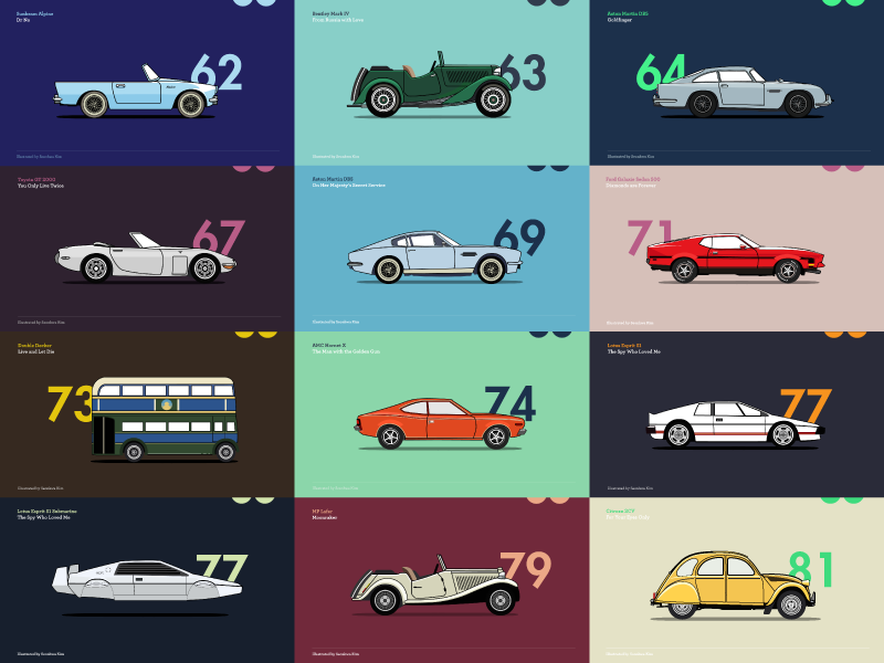 A Brief History of James Bond Car_ Part l illustration project personal history bondcars 007